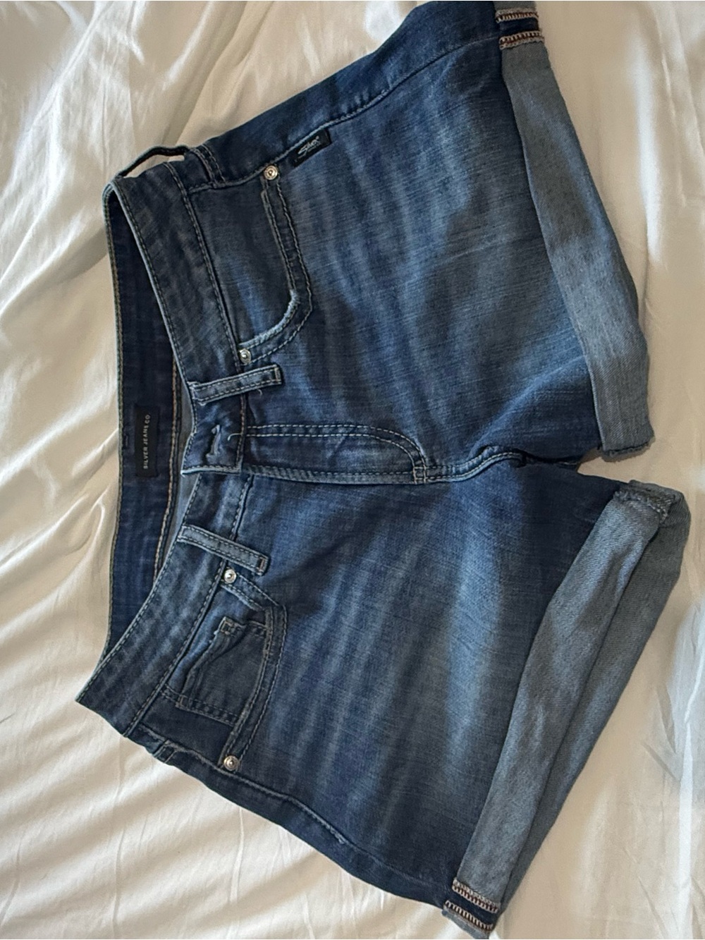 Silver Jeans Dark Blue Cuffed Denim Shorts - Women